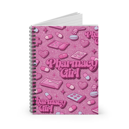 Pharmacy Girl "Pink Script" Spiral Notebook