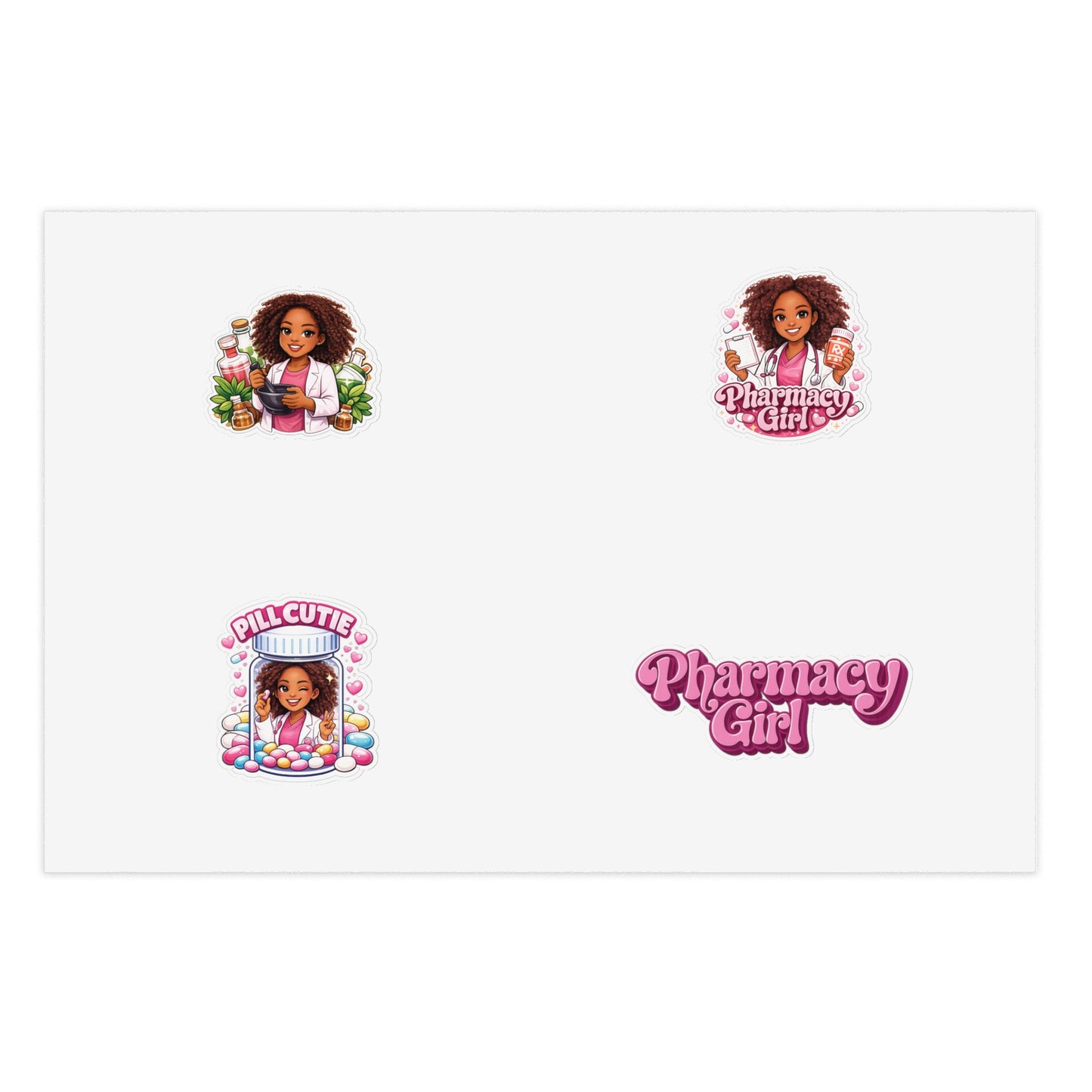 Pharmacy Girl Sticker Sheet — Cute Pharmacy-Themed Sticker Pack